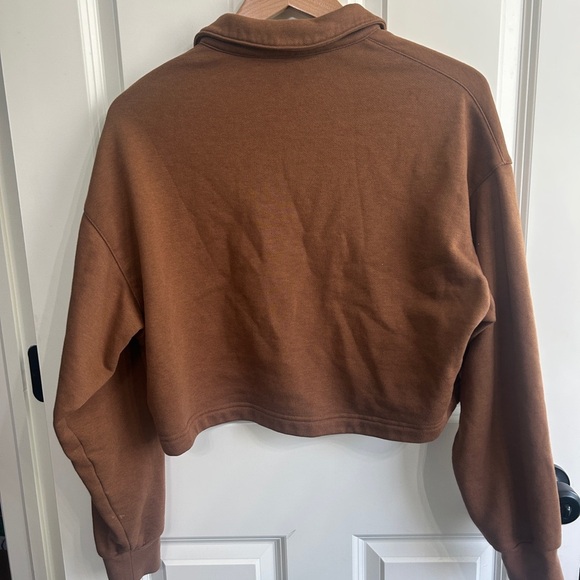 ALO Yoga Women's Brown Polo crop rugby shirt. Size S. Runs large! - Picture 6 of 11